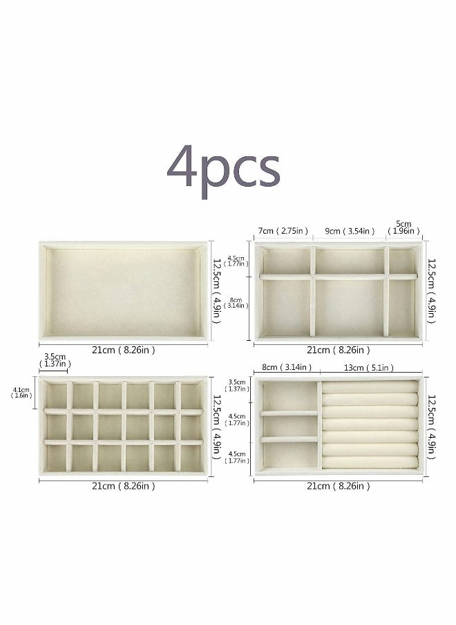 Generic - Jewelry Trays Organizer Set for Drawers, Stackable Jewellery Inserts Dividers Box Storage Organiser Compartments, Earring Necklace Bracelet Ring Organizer, 4 Style - Image 1