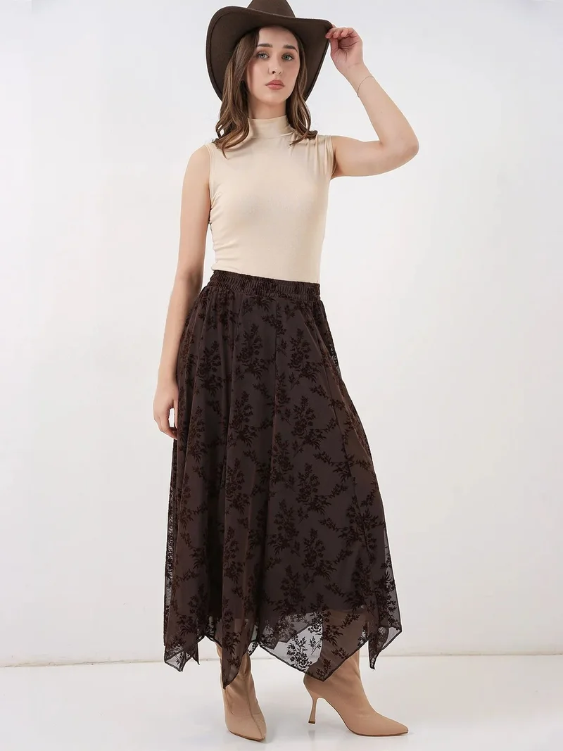 بيغ دارت BDART High Waist Floral A-Line Maxi Skirt