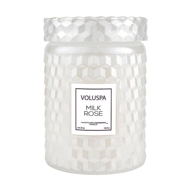 Voluspa Milk Rose Large Candle Jar 18 Ounce 100 Hour Burn Time Coconut Wax for Clean Burning Handcrafted in The USA