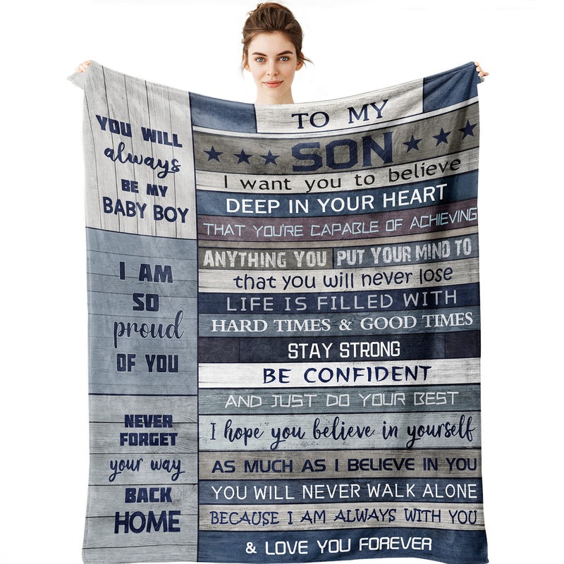 Yamco Son Gifts Blanket  Gifts for Son Throw Blankets 80x 60  Valentine Fathers Day Christmas Birthday Wedding Gift from Mom Dad Graduation Presents for Him  Sons Birthday Gift Ideas