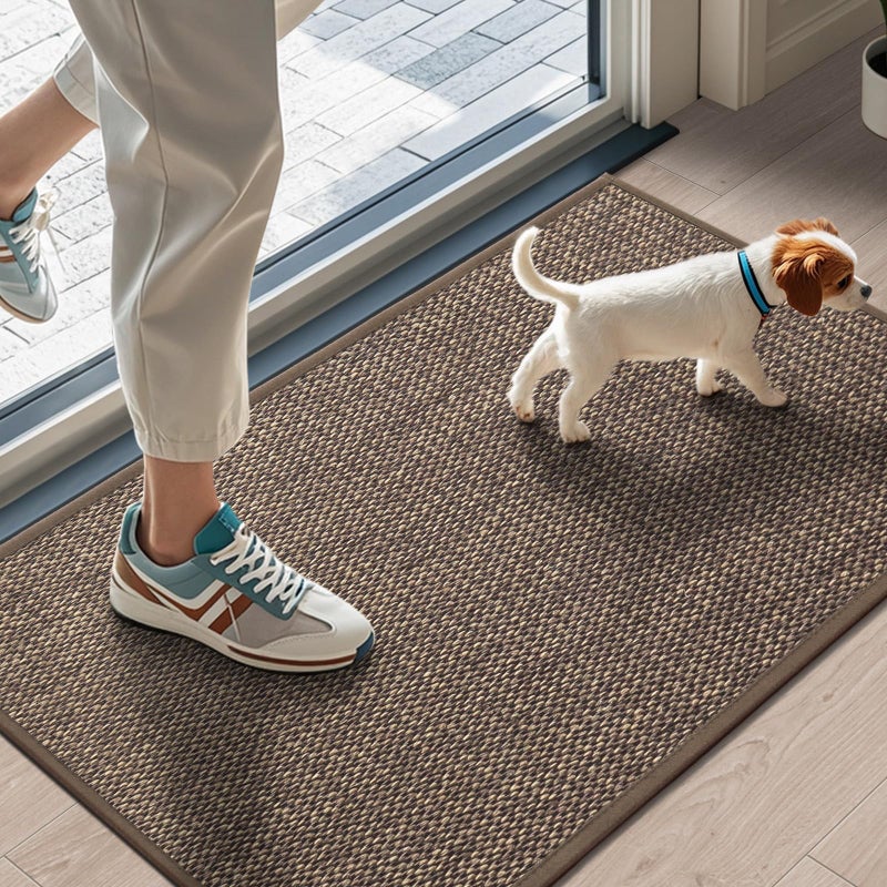 LEKEEPGO Door Mat 17"x29", Non Slip Door Mat Indoor Entrance, Rubber Backing Indoor Door mats Washable Absorbent Low-Profile Doormat Front Entryway Entry Resist Dirt Inside Door Mats, Brown - Image 1
