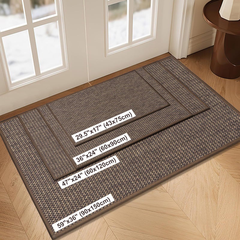 LEKEEPGO Door Mat 17"x29", Non Slip Door Mat Indoor Entrance, Rubber Backing Indoor Door mats Washable Absorbent Low-Profile Doormat Front Entryway Entry Resist Dirt Inside Door Mats, Brown - Image 2