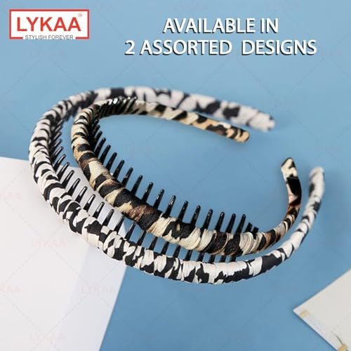 LYKAA Hairband With Leopard Print | Zig Zag Hair Band for Women & Girls | Non Slip Teeth Headband | Stretchable Hair Accessories for Daily Wear, Party, Office & Makeup | Stylish Animal Print Hairband-1Pc - Image 4