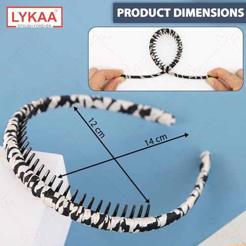 LYKAA Hairband With Leopard Print | Zig Zag Hair Band for Women & Girls | Non Slip Teeth Headband | Stretchable Hair Accessories for Daily Wear, Party, Office & Makeup | Stylish Animal Print Hairband-1Pc - Image 2
