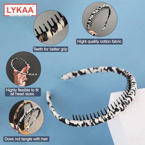 LYKAA Hairband With Leopard Print | Zig Zag Hair Band for Women & Girls | Non Slip Teeth Headband | Stretchable Hair Accessories for Daily Wear, Party, Office & Makeup | Stylish Animal Print Hairband-1Pc - Image 3