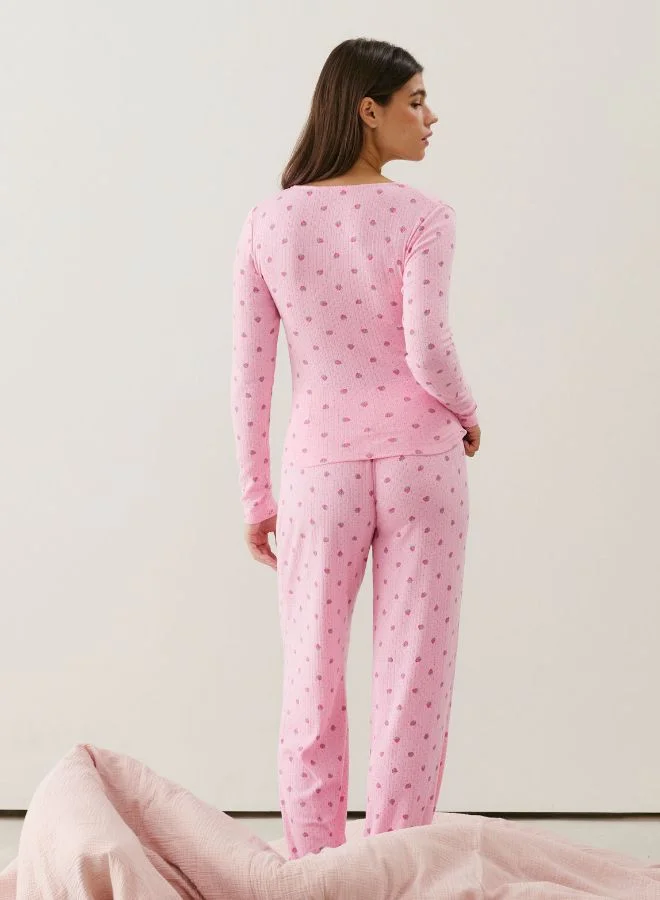 انديز بنطلون بوينتيل بنمط الفراولة