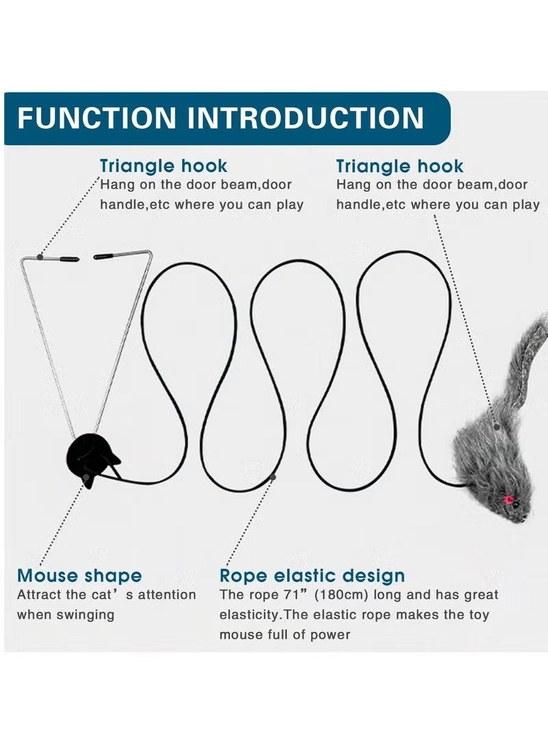 1 Pack Interactive Cat Feather Toys, Retractable Teaser Toy, Hanging Interactive Toys for Indoor Cats Kitten Play Chase Exercise, Kitten Mental Exercise Toys (Grey) - Image 3