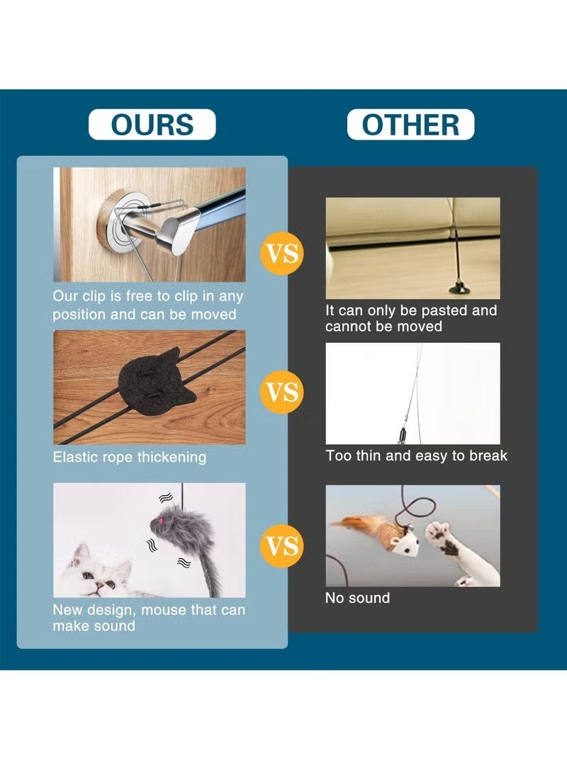 1 Pack Interactive Cat Feather Toys, Retractable Teaser Toy, Hanging Interactive Toys for Indoor Cats Kitten Play Chase Exercise, Kitten Mental Exercise Toys (Grey) - Image 4