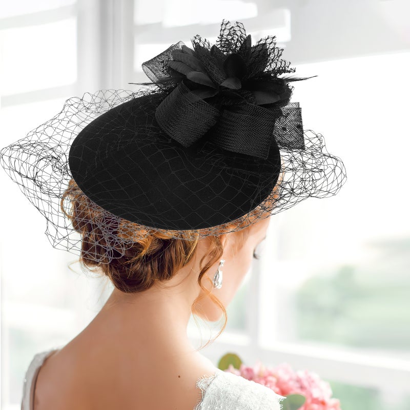 Bride Fascinator Hat Tea Party Headband Hat Wedding Bridal Veil Headband Girls Headpiece - Image 3