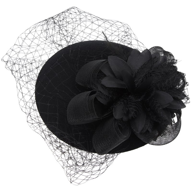 Bride Fascinator Hat Tea Party Headband Hat Wedding Bridal Veil Headband Girls Headpiece - Image 1