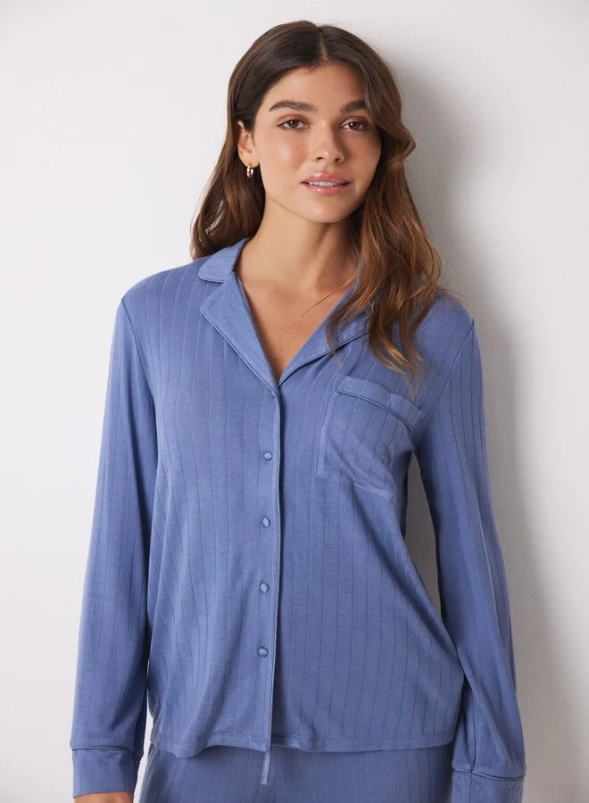 women'secret Blue Soft Touch Long Shirt Pajamas