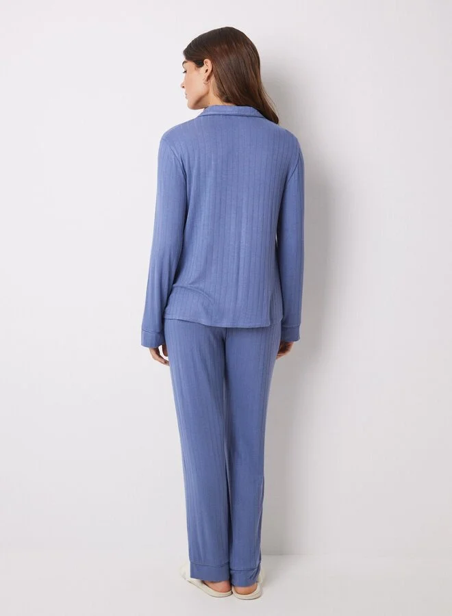 women'secret Blue Soft Touch Long Shirt Pajamas
