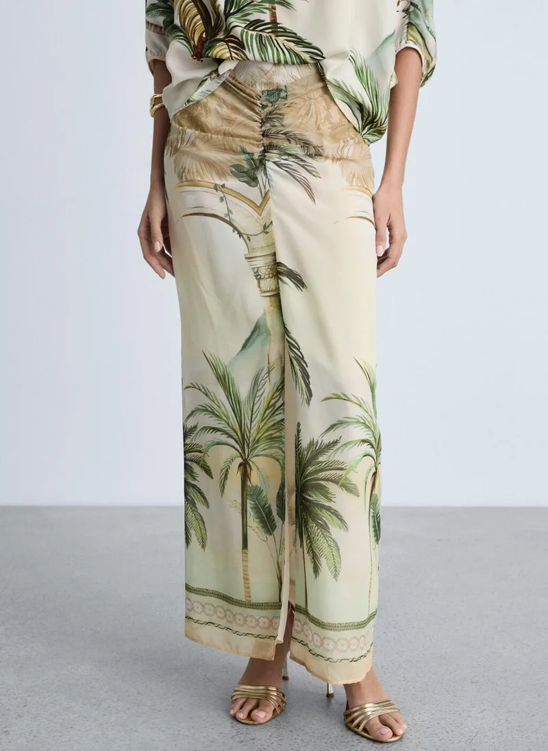 MANGO Tropical Print Straight Skirt