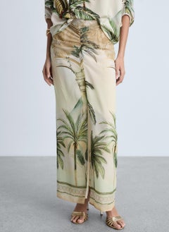MANGO Tropical Print Straight Skirt  - Image 1