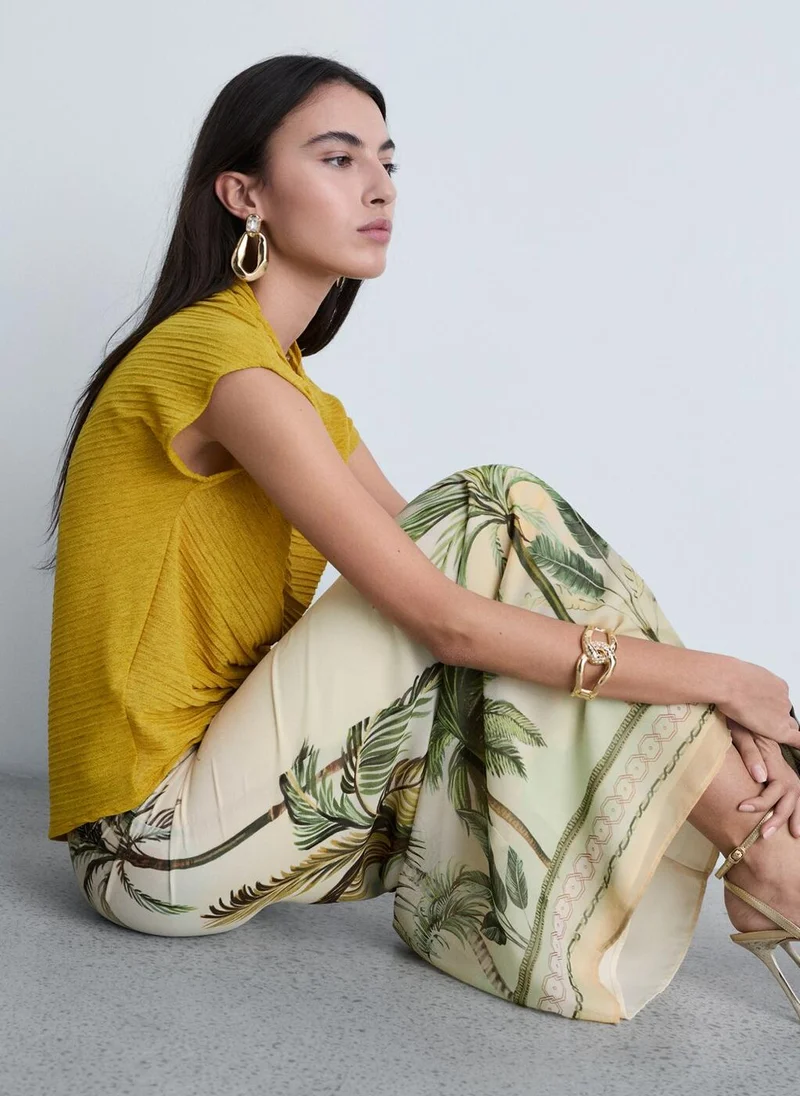 MANGO Tropical Print Straight Skirt