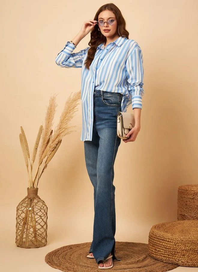 MINT STREET Striped Classic Oversized Casual Shirt for Women