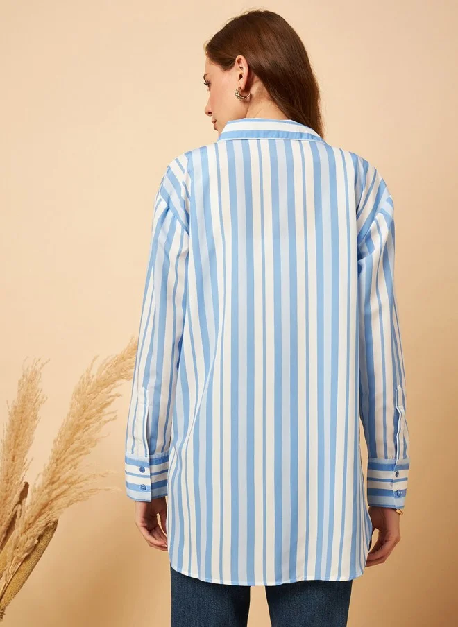 MINT STREET Striped Classic Oversized Casual Shirt for Women