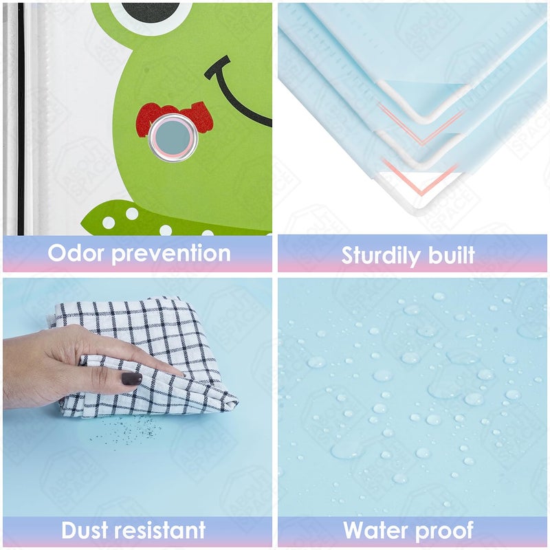 ABOUT SPACE خزانة الأطفال عن الفضاء 8 مكعبات خزانة أطفال مع أبواب كرتونية شماعة ملابس شماعة جانبية مغناطيس باب مطرقة قابلة للطي منظم تخزين ملابس الأطفال للأولاد والبنات باللون الأزرق - Image 4