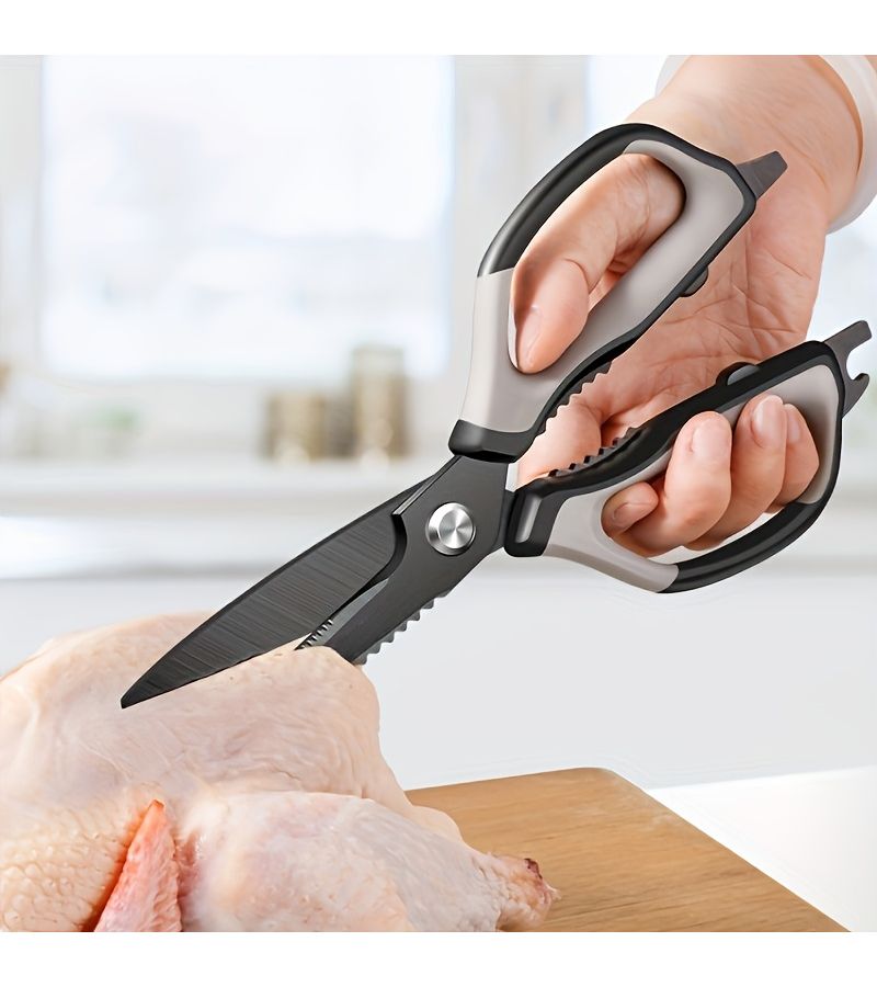 Black Blade Japanese Multifunctional Kitchen Shears 2025 TPR Soft Grip Handle - Image 4