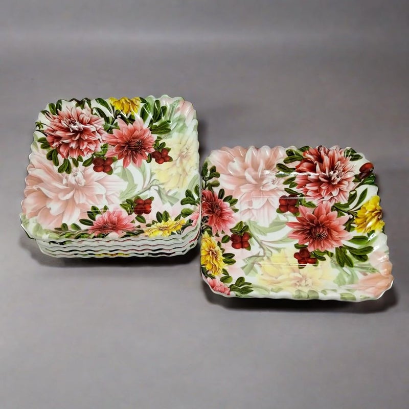 BHOJANWARE Set of 6 Melamine Square Snack Quarter Plates (Size-6 Inch / 15 CM) - Perfect Addition to Your Kitchen Utensils and Plates Collection. - Image 1