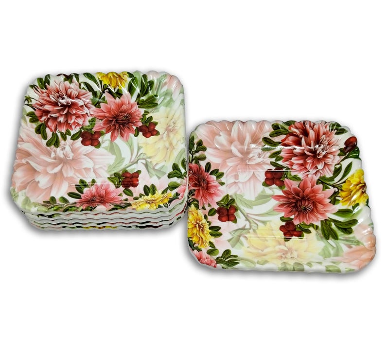 BHOJANWARE Set of 6 Melamine Square Snack Quarter Plates (Size-6 Inch / 15 CM) - Perfect Addition to Your Kitchen Utensils and Plates Collection. - Image 4