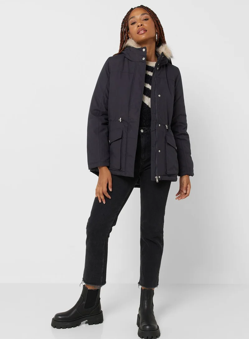 ONLY Fur Hooded Jacket