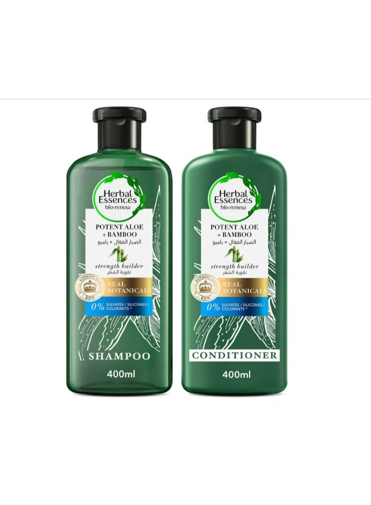 Herbal Essences Sulfate Free Aloe And Bamboo Shampoo With Conditioner 400ml+400ml - Image 1