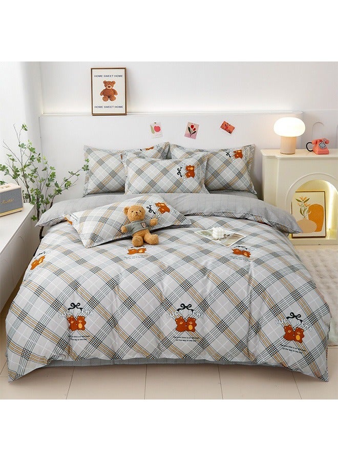 4-Piece Set Bedding Cotton Quilt Cover Set with 1 Quilt Cover 1 Sheet and 2 Pillowcases 2.2m Bed (220x240cm)