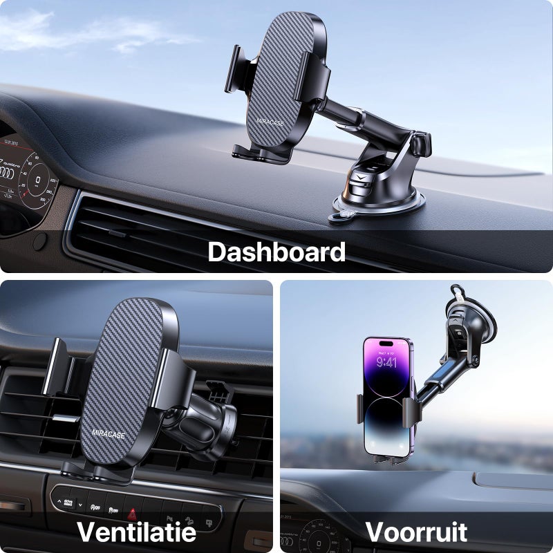 Miracase Phone Holders for Your Car, Universal Car Phone Holder Mount for Car Dashboard Air Vent Windshield, Hands Free Cell Phonen Car Mount Compatible with iPhone Android and All Smartphones - Image 2