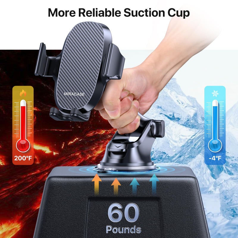 Miracase Phone Holders for Your Car, Universal Car Phone Holder Mount for Car Dashboard Air Vent Windshield, Hands Free Cell Phonen Car Mount Compatible with iPhone Android and All Smartphones - Image 3