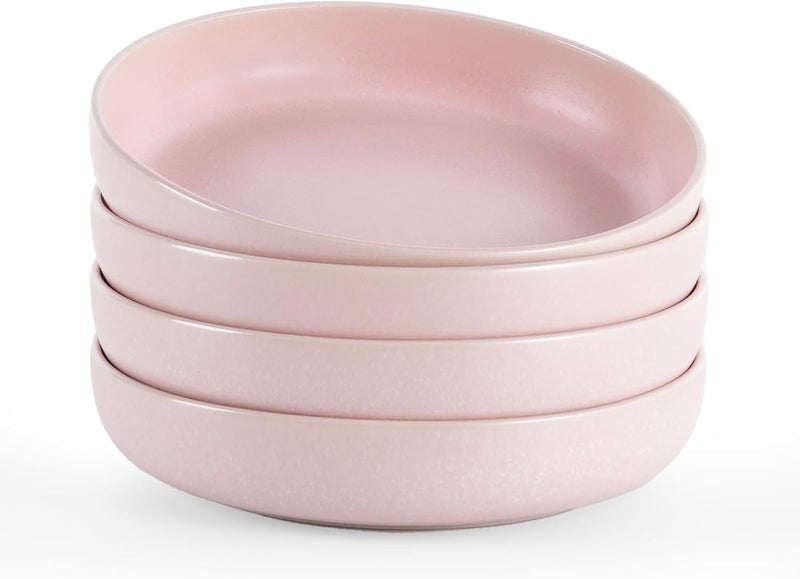 famiware Milkyway Pasta Bowls Set of 4 85 Large Salad Bowls Double Reactive Glaze Sturdy  Stackable Ideal for Housewarming Festivals Light Pink - Image 1