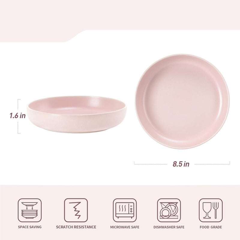 famiware Milkyway Pasta Bowls Set of 4 85 Large Salad Bowls Double Reactive Glaze Sturdy  Stackable Ideal for Housewarming Festivals Light Pink - Image 3