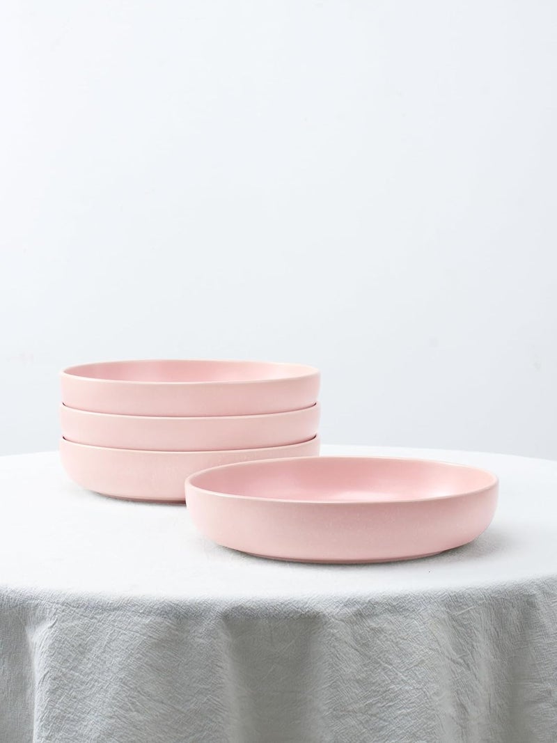 famiware Milkyway Pasta Bowls Set of 4 85 Large Salad Bowls Double Reactive Glaze Sturdy  Stackable Ideal for Housewarming Festivals Light Pink - Image 4