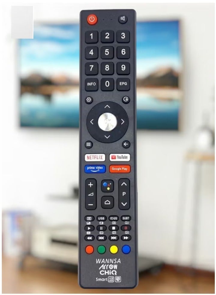 CHiQ TV Remote Control for L32H7N, L32H7S, U43H7AN LCD LED Android TV, Universal Replacement Remote for Easy Navigation, Full Functionality, Reliable Control - Image 1