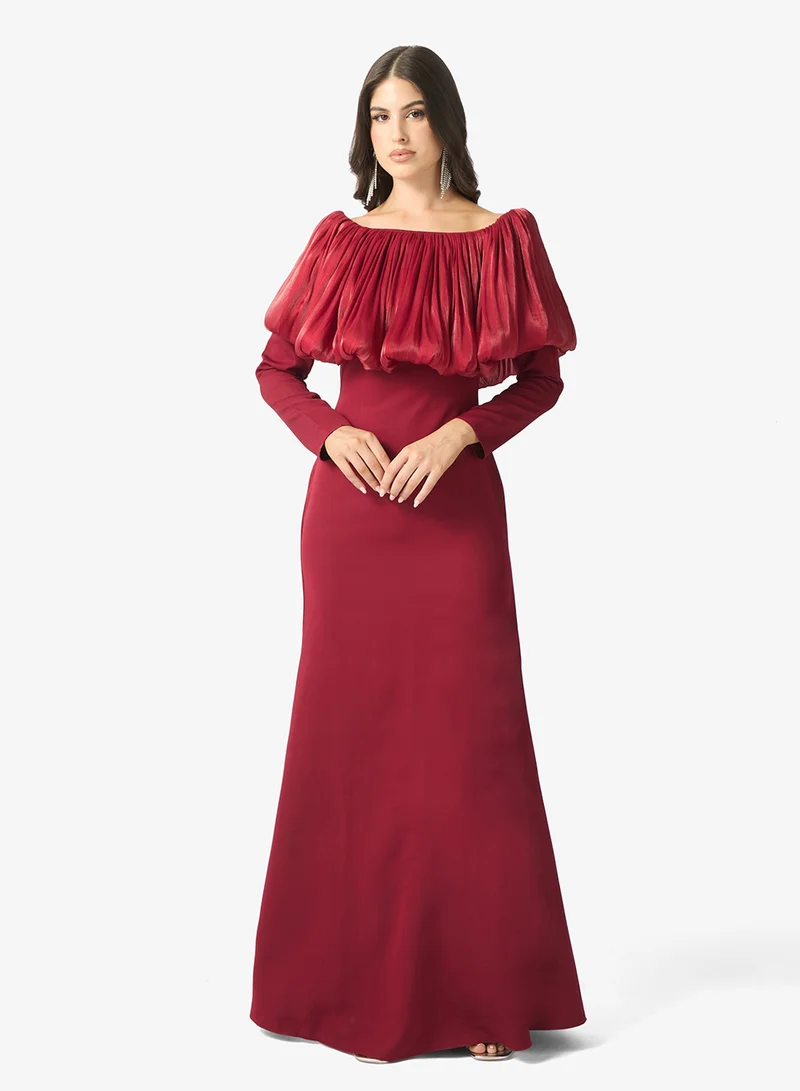 off-shoulder evening dress