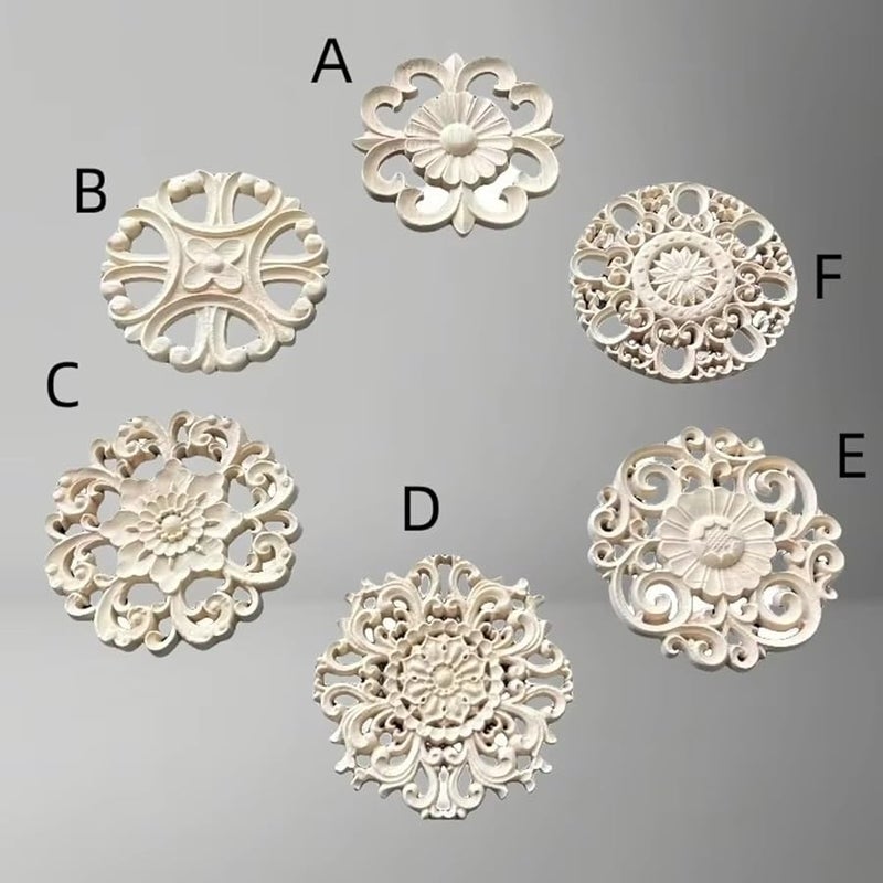 Elegant European American Style Solid Wood Carved Discs D5 30CMx30CM for Wardrobe Door - Image 5