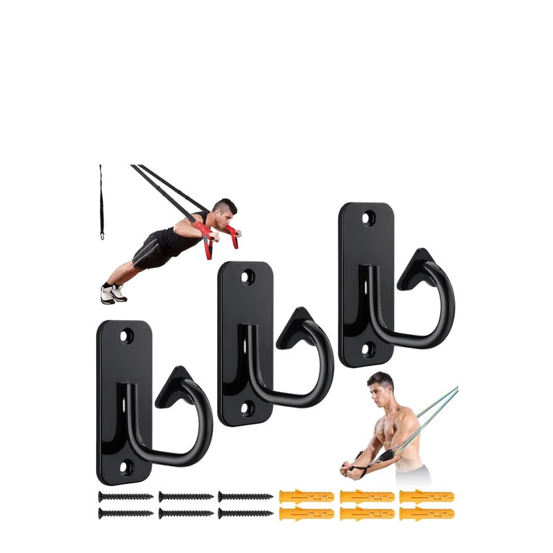 SOLARAE 3PCS Workout Wall Mount Anchors Heavy Duty Resistance Band Wall Anchor Home Gym Exercise Anchors Ceiling Mounted Hooks Exercise Strap Anchor for Body Weight Straps Strength Training Yoga - Image 1