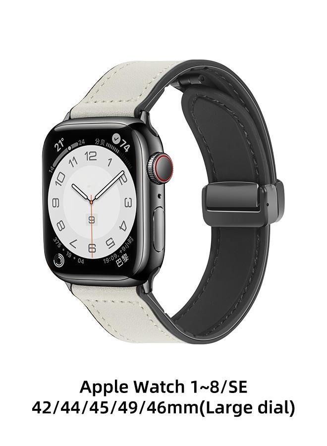 Charlam Magnetic Leather Watch Band Compatible With Apple Watch Band 42mm 44mm 45mm 46mm 49mm, Suitable For Men And Women, Top-Grain Genuine Leather Wristband For Iwatch Series 10 9 8 7 6 5 4 3 Ultra 2 1 Se - Image 1