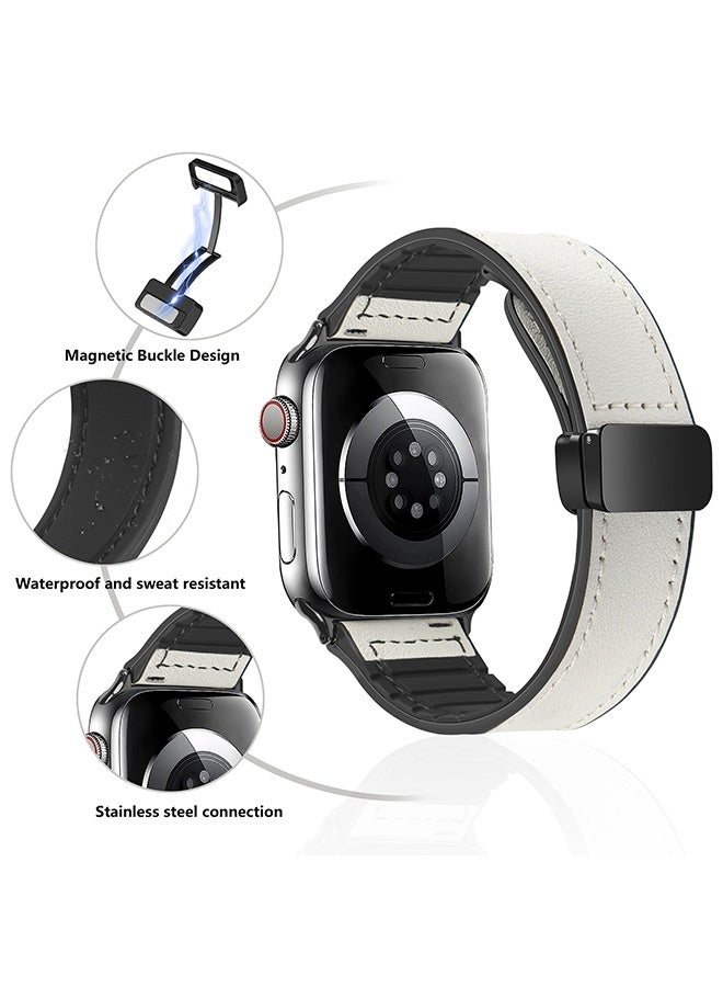 Charlam Magnetic Leather Watch Band Compatible With Apple Watch Band 42mm 44mm 45mm 46mm 49mm, Suitable For Men And Women, Top-Grain Genuine Leather Wristband For Iwatch Series 10 9 8 7 6 5 4 3 Ultra 2 1 Se - Image 3