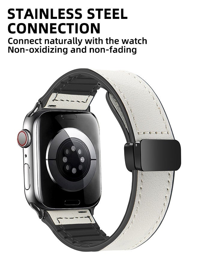 Charlam Magnetic Leather Watch Band Compatible With Apple Watch Band 42mm 44mm 45mm 46mm 49mm, Suitable For Men And Women, Top-Grain Genuine Leather Wristband For Iwatch Series 10 9 8 7 6 5 4 3 Ultra 2 1 Se - Image 5