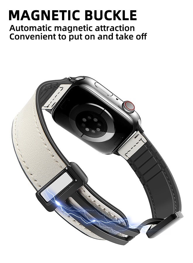 Charlam Magnetic Leather Watch Band Compatible With Apple Watch Band 42mm 44mm 45mm 46mm 49mm, Suitable For Men And Women, Top-Grain Genuine Leather Wristband For Iwatch Series 10 9 8 7 6 5 4 3 Ultra 2 1 Se - Image 4