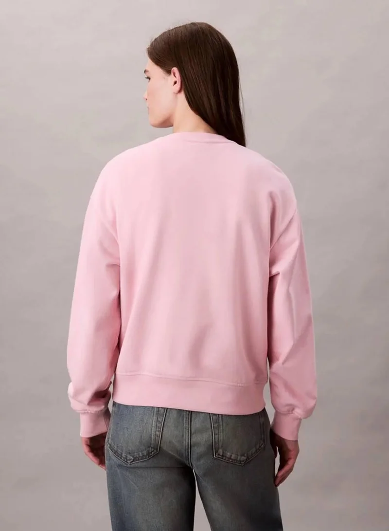 Calvin Klein Jeans Pink Nectar Cropped Monogram Sweatshirt for Women | Best Price UAE