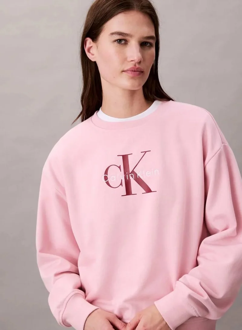 Calvin Klein Jeans Pink Nectar Cropped Monogram Sweatshirt for Women | Best Price UAE