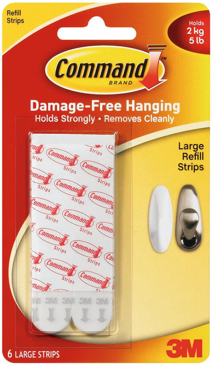 Command Large Refill Adhesive Strips, Damage Free Hanging Wall Adhesive Strips for Large Indoor Wall Hooks, No Tools Removable Adhesive Strips for Living Spaces, Six White Command Strips - Image 4