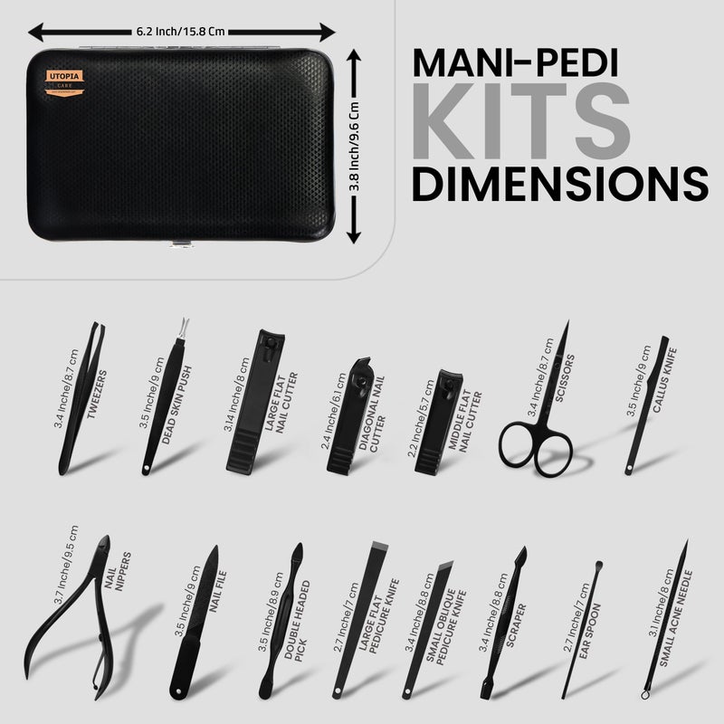 Utopia Care Nail Clippers Professional Nail Kit or Manicure Kit for Women and Men, Stocking Stuffers or Groomsmen Gifts 16Pcs Pedicure Set for Fingernail, Toenail Clippers with Travel Case - Image 2