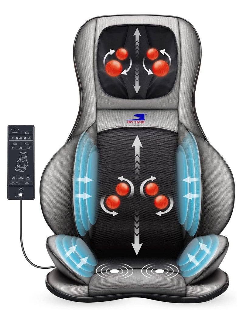 Sky Land 3D Shiatsu Massage Seat Cushion with Heat | Adjustable Neck, Back & Lumbar Massager | 2D/3D Kneading, Rolling, Air Compression & Vibration | Full Body Relaxation for Home & Office | EM-5228  - Image 1