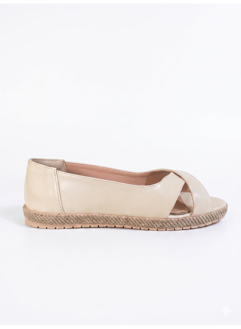 LIFESTYLISH Sandal Flat Leather Easy To Wear SF-58 - Beige - Image 3