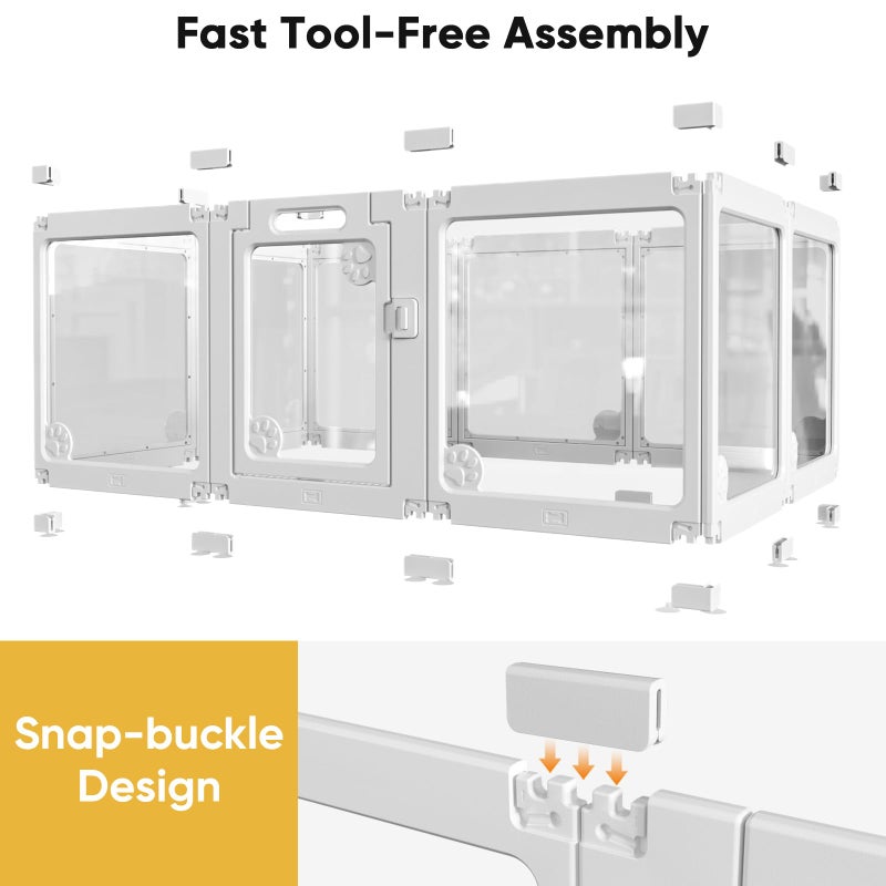 whiffee Clear Acrylic Dog Play Pen Indoors 24", 8 Panels Transparent Puppy Playpen with Door for Small Dogs Puppies, Modular Plastic Pet Playpen Cage Fence Crate for Cat Kitten Rabbit - Image 2