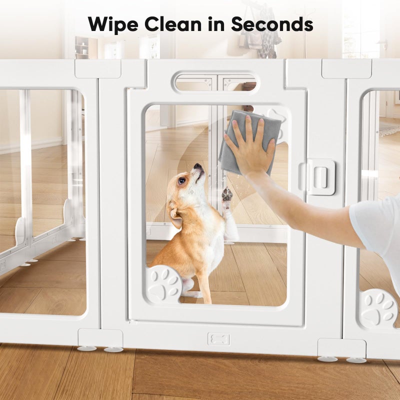 whiffee Clear Acrylic Dog Play Pen Indoors 24", 8 Panels Transparent Puppy Playpen with Door for Small Dogs Puppies, Modular Plastic Pet Playpen Cage Fence Crate for Cat Kitten Rabbit - Image 4