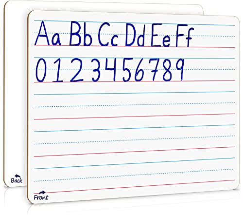 Scribbledo 2 Pack Double Sided Whiteboard Lined Dry Erase Board for Kids Ruled Writing Board Handwriting Practice for Kids Small White Board 9x12 Dry Erase Board Lines Education Teacher Supplies - Image 1